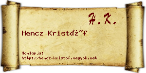Hencz Kristóf névjegykártya